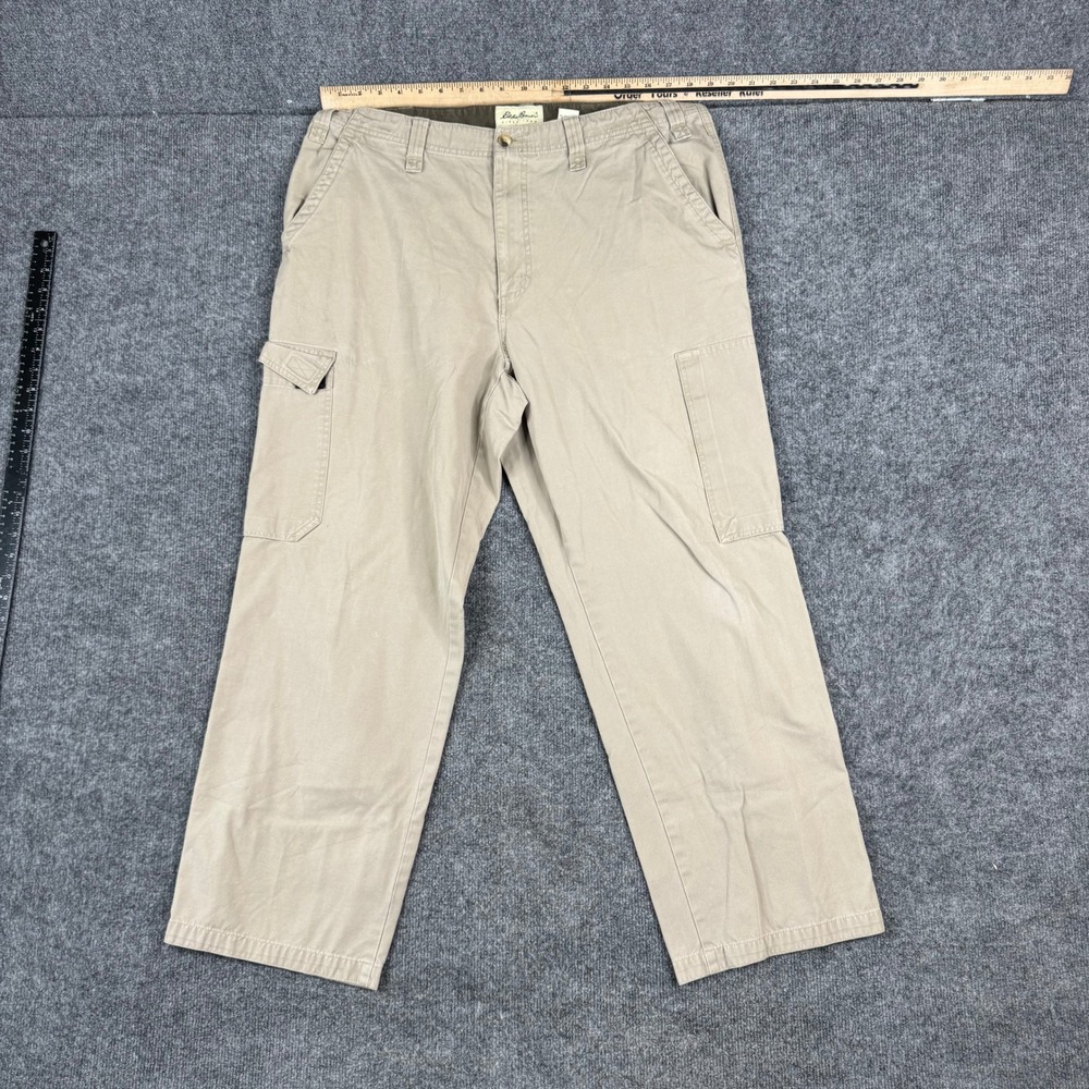 Eddie Bauer Cargo Pants Mens Size 38x30 Beige Cotton Straight Leg Utility Casual